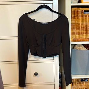 Black long sleeve corset top